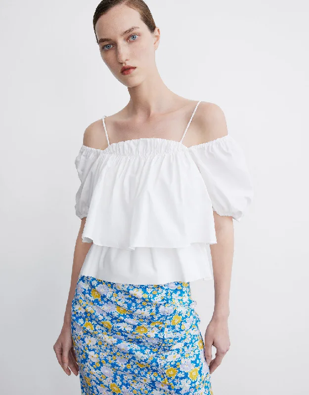 Puff Sleeve Off-Shoulder Overhead Shirt