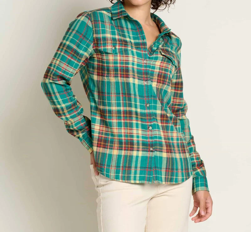 Re-Form Flannel Long Sleeve Shirt In Cyan