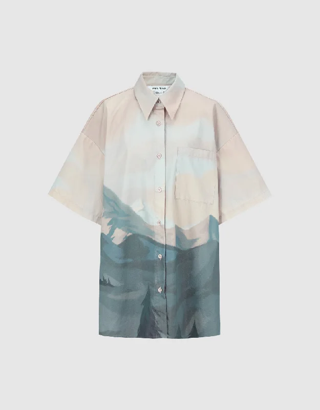 Scenery Pattern Straight Shirt