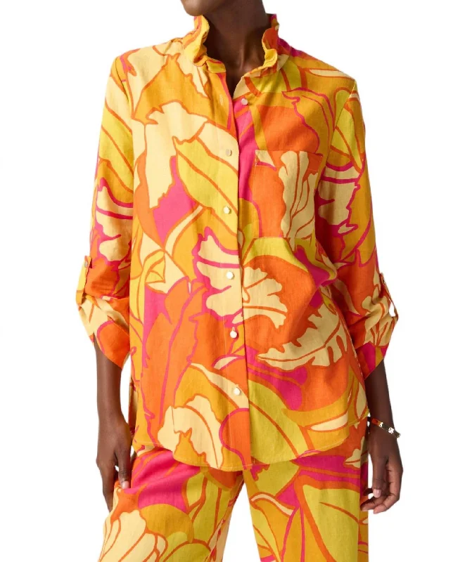 Tropical Print Shirt In Pink/multi