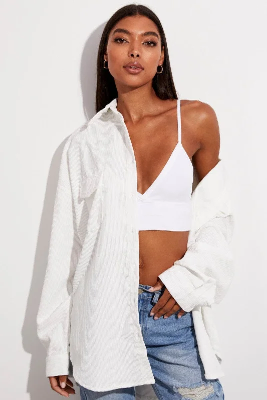 White Textured Shirt Long Sleeve