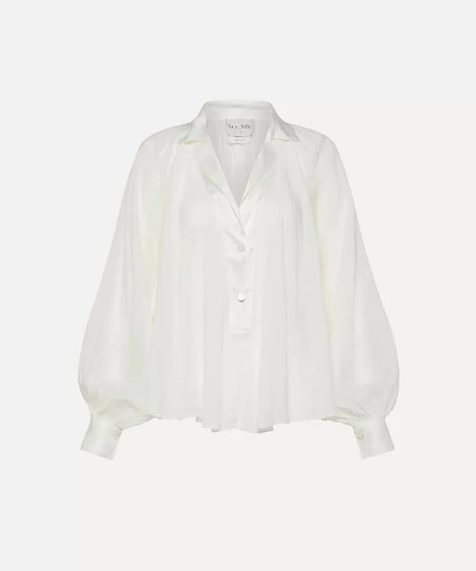 Women's Cotton Silk Voile Bohemian Shirt In Blanc