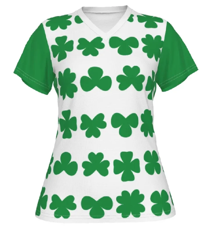 Women's "Luck of the Irish" V-neck T-Shirt - A Flattering & Feminine Shamrock Top