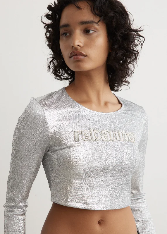 Metallic Logo Crop T-Shirt