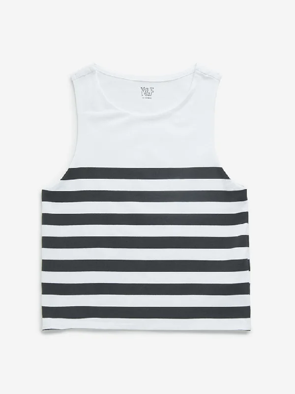 Y&F Kids Black Striped Cotton T-Shirt