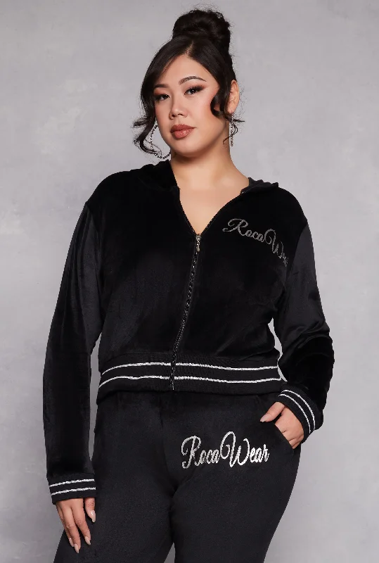 Plus Size Rocawear Velour Zip Front Hoodie