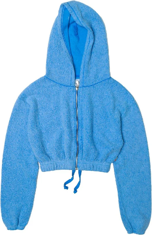 Cobalt Fleece Crop Zip Hoodie