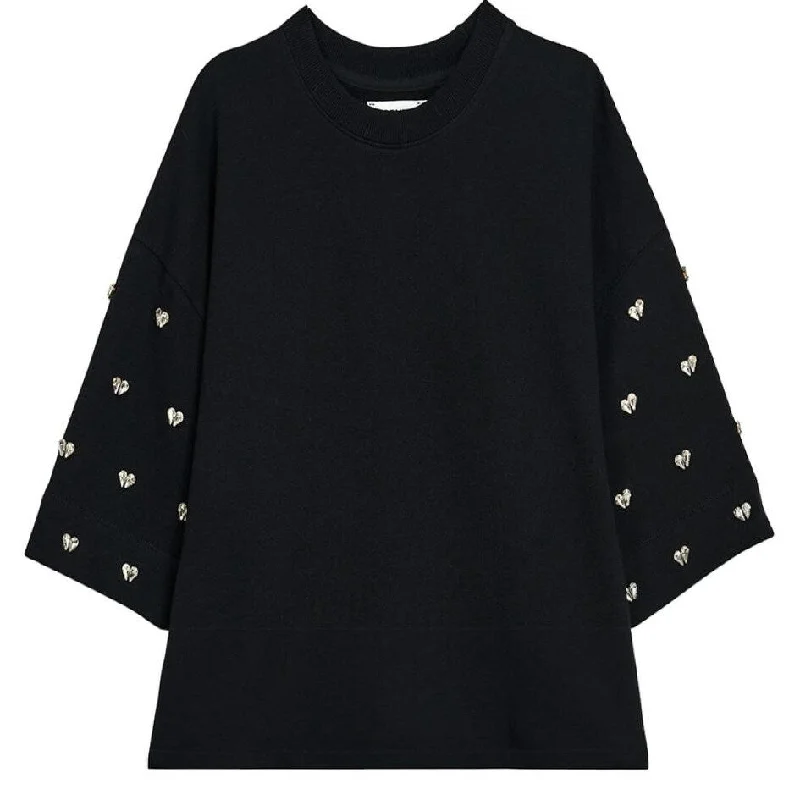 Essentiel Antwerp Womens Etui Black Embellished Heart Sweatshirt