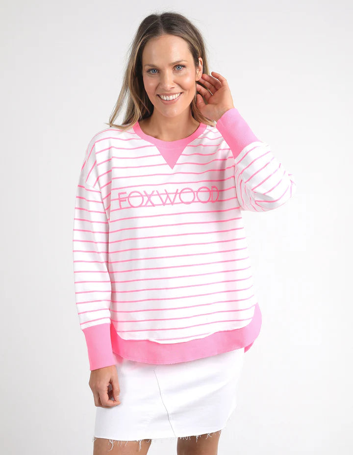 Foxwood Simplified Sweatshirt - Neon Rose stripe