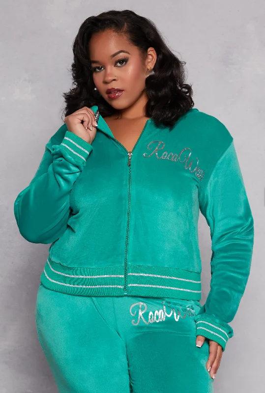 Plus Size Rocawear Velour Zip Front Hoodie