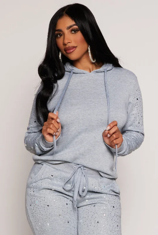 Rhinestone Sleeve Hoodie