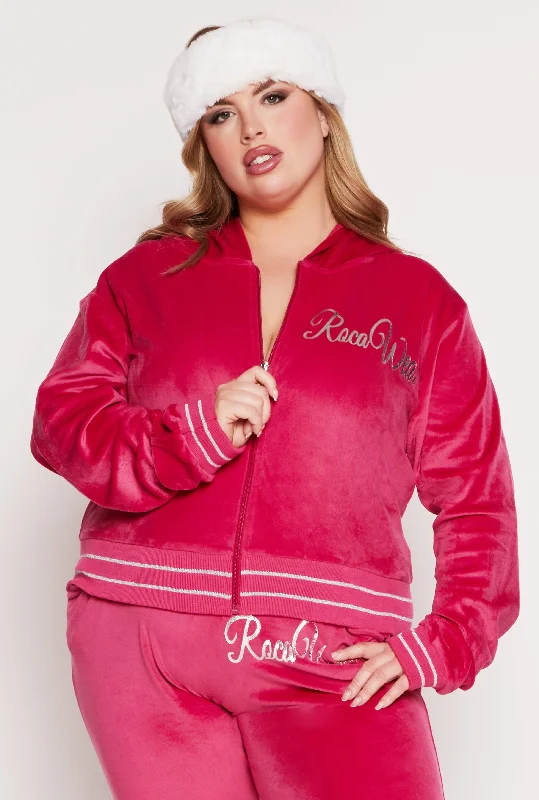 Plus Size Rocawear Velour Zip Front Hoodie