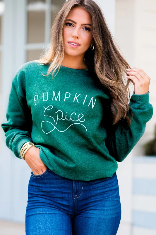 Pumpkin Spice Olive Green Graphic Sweatshirt