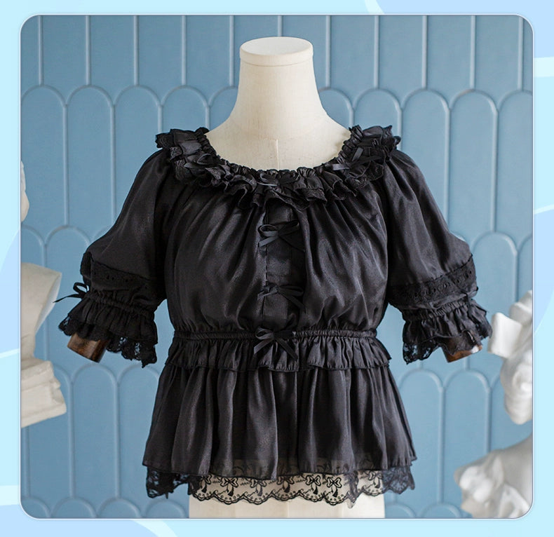 OCELOT~Sweet Lace Lolita Blouse Double-Wear Short Sleeves Shirt