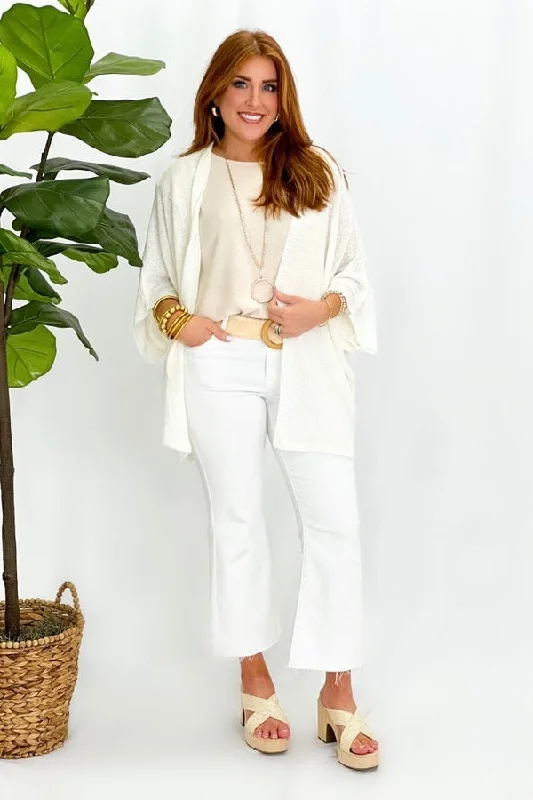 White Dolman Short Sleeve Cardigan *FINAL SALE*