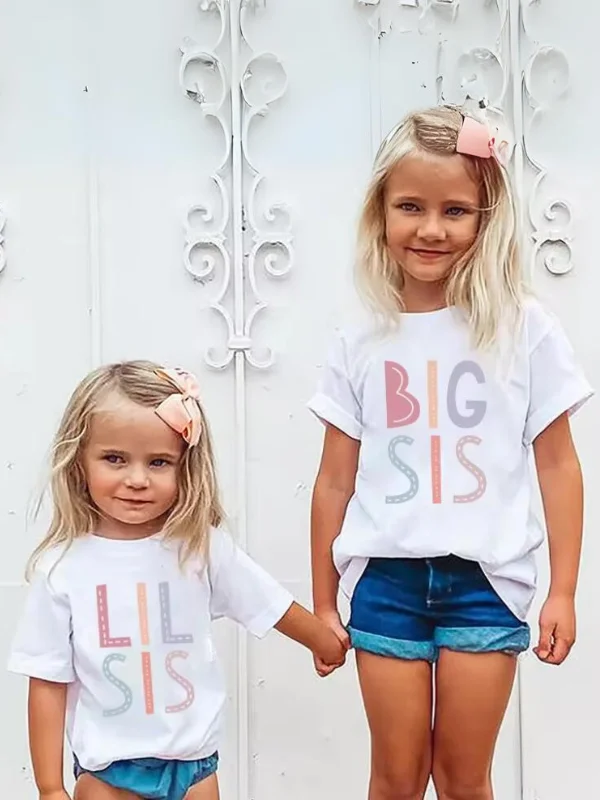 Little Sister Matching Cotton Short Sleeve Sibling Shirts