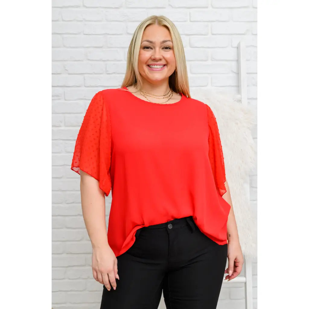 My Love Short Sleeve Blouse In Red