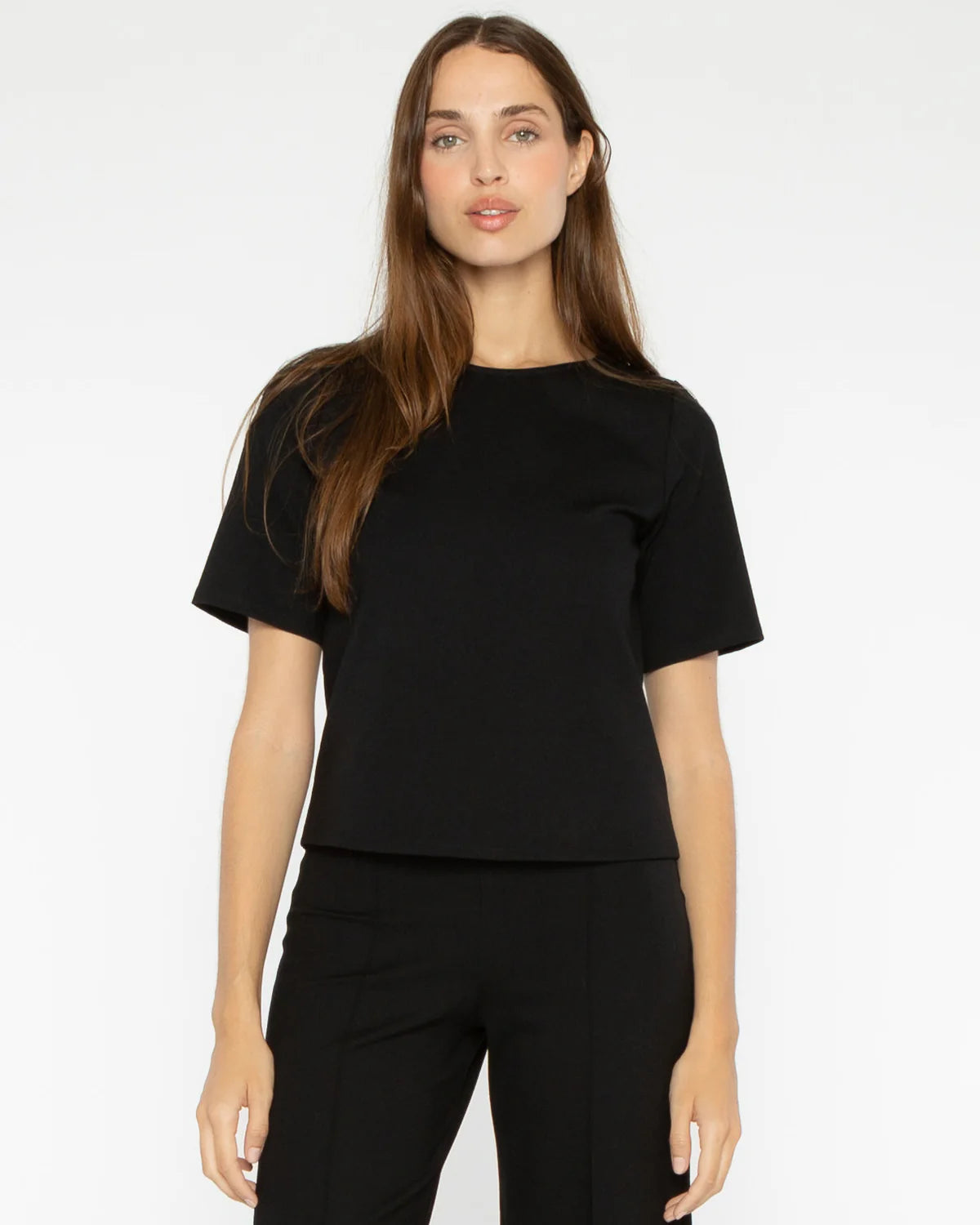 Ponte Knit Short Sleeve Top Extended