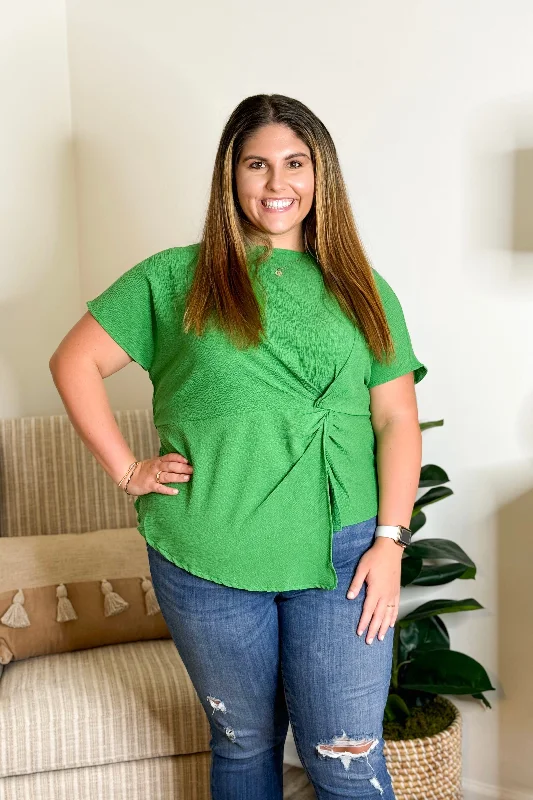 Kelly Green Knotted Short Sleeve Top *Final Sale*