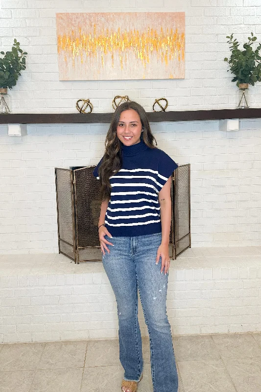 Navy/White Short Sleeve Striped Top *Final Sale*