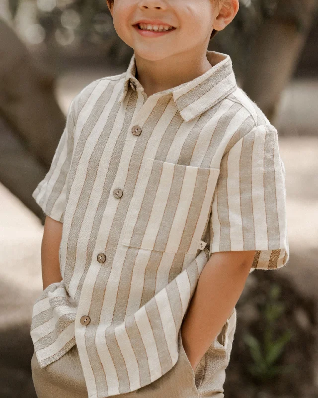 The Collared Short Sleeve Shirt by Rylee + Cru - Autumn Stripe - KIDS