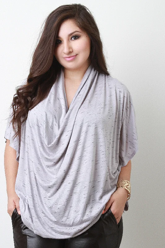 Plus Size Cowl Neck Short Sleeve Top