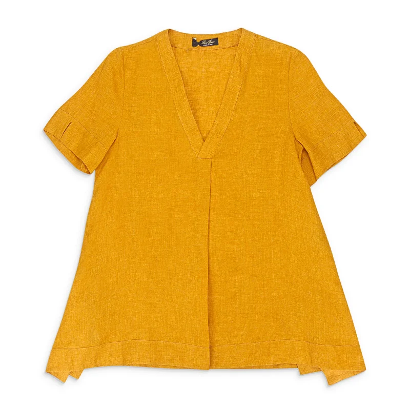 V-NECK SHORT SLEEVE YELLOW BLOUSE