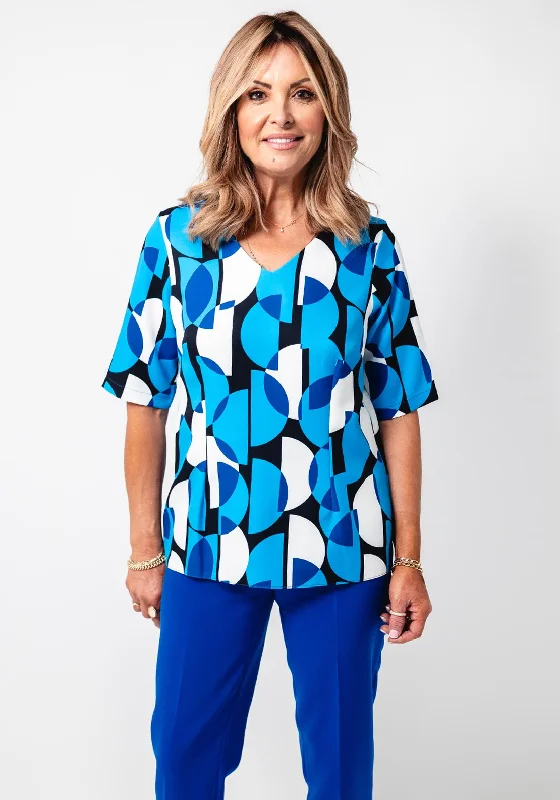 Avalon Abstract Print Short Sleeve Top, Blue