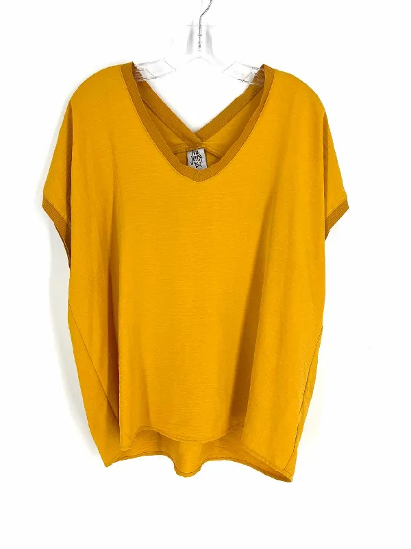 Ivy Jane Size M/L Yellow Crinkled Tops Top-Short Sleeve