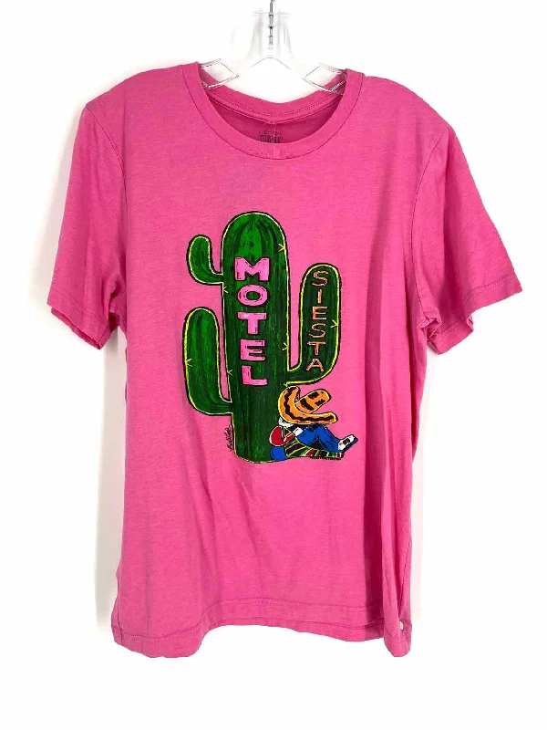 Texas True Size L Pink/Multi Cactus Screenprint Tops Top-Short Sleeve