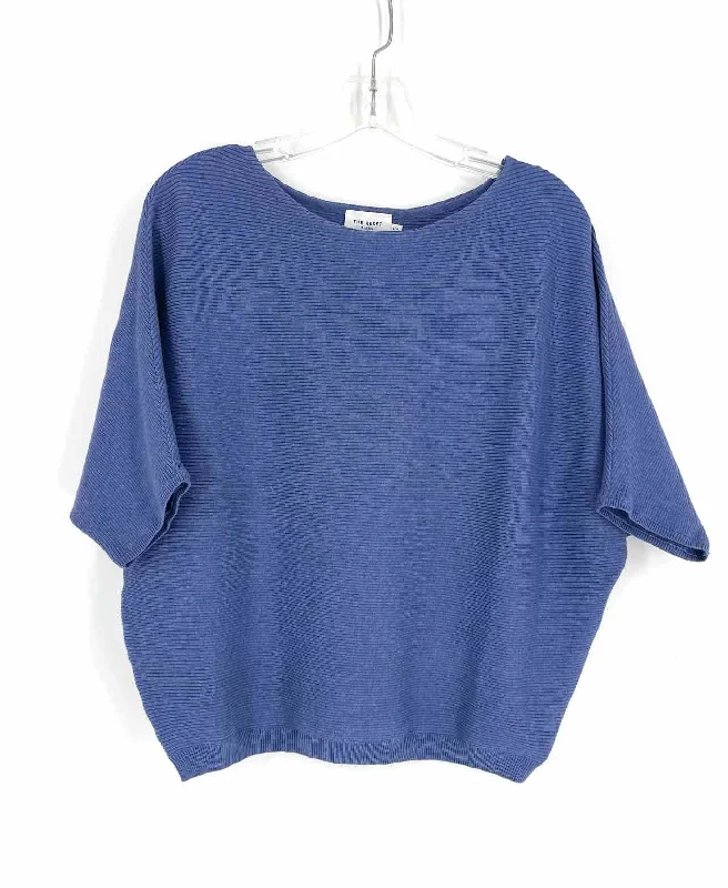 The Reset Size S/M Lt Blue Ribbed Knit Designer Top-Short Sleeve