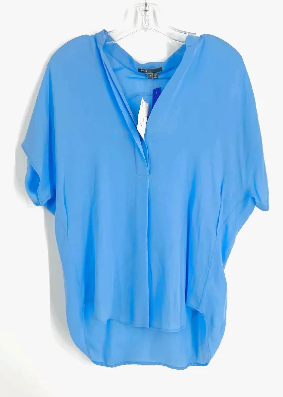 Vince Size S Lt Blue Silk NEW Designer Top-Short Sleeve