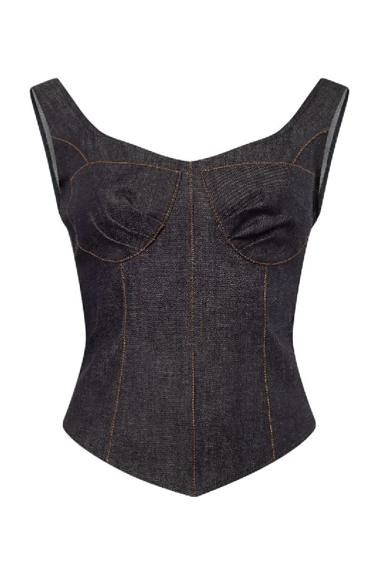 2000S BROWN SEAMs DENIM CORSET