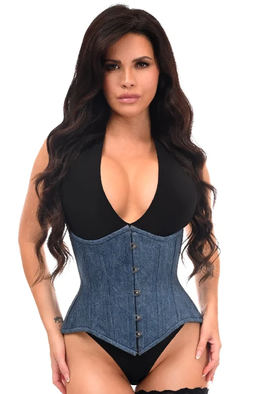 Modern Denim Waist Cincher with Steel Boning