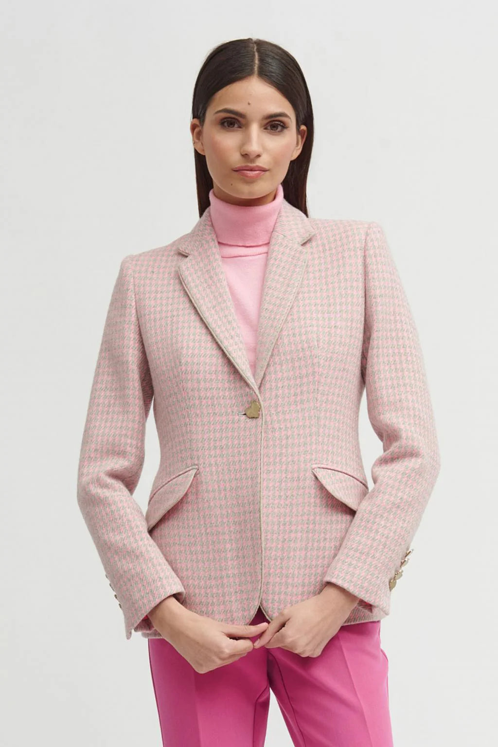 Bariloche Apache Pink/Grey Houndstooth Blazer