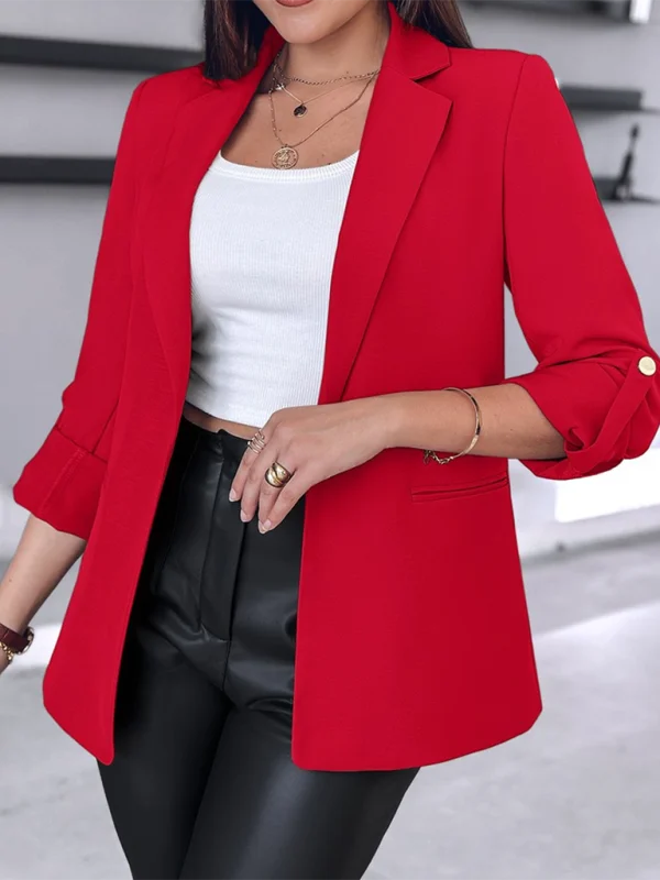 Tailored Open-Front 3/4 Sleeve Blazer for Office