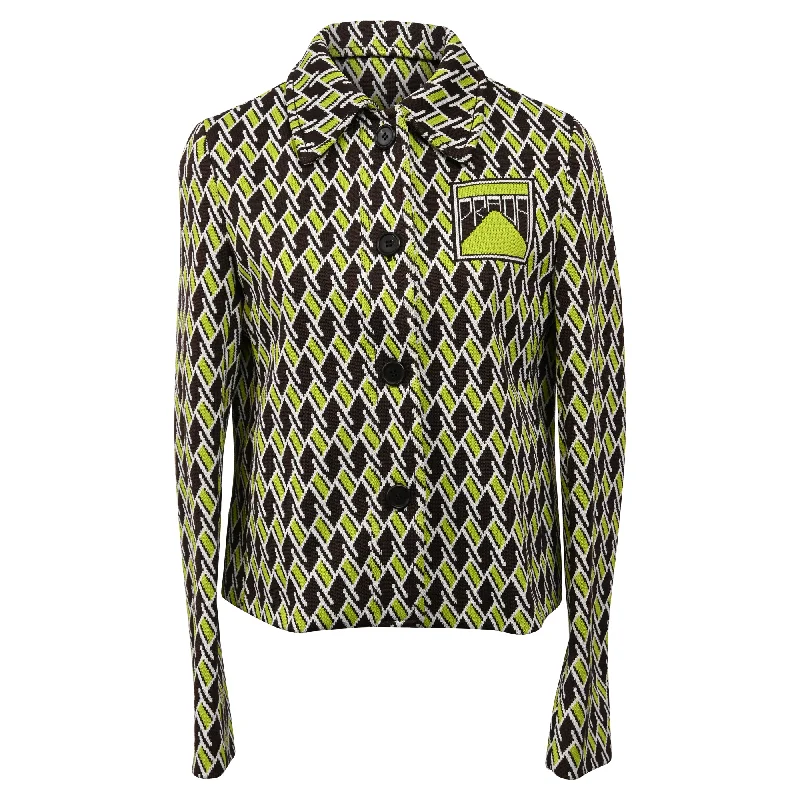 Prada Printed Knit Button-Down Blazer in Multicolor Polyester